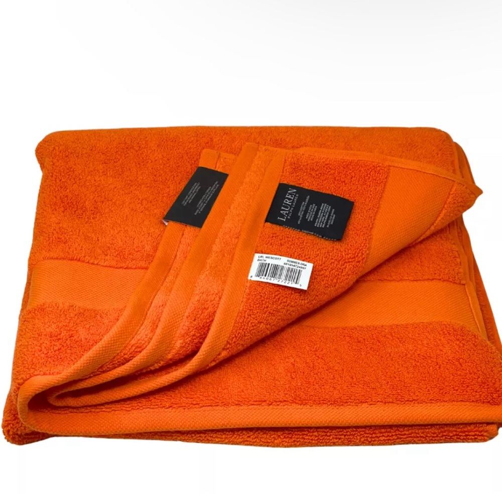 RALPH LAUREN WESCOTT Summer Orange Premium Soft Cotton Bath Towel 30"x 56” NWT
